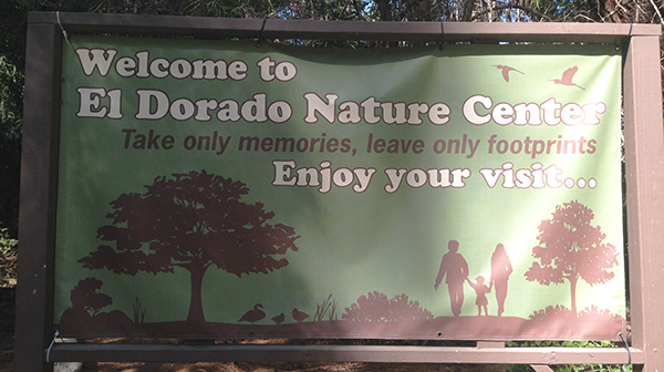 entryway sign at the el dorado nature center