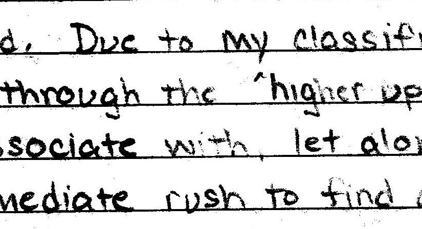 excerpt of daniel wozniak's handwritter letter